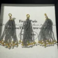 Handmade crystal bead tassel charm pendant jewelry accessory for bracelet bag hanging 65mm - Gray