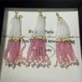 Handmade crystal bead tassel pendant charm for bracelet bag decoration 65mm long jewelry - Pink Gradient