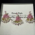 Handmade crystal bead tassel charm pendant for bags and bracelets, pink and white beaded design. - Pink Green Short Tassel