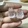 Ciondoli di volpe intagliati in cristallo di quarzo chiaro, accessori per perline fai da te. - 24x17mm / Volpe Smerigliata