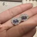 Orecchini a lobo in cristallo viola argento vintage accessori gioielli diy molto eleganti - 5x7mm / Iolite