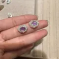 Accessori per gioielli fai da te in cristallo viola ovale in argento, squisita montatura floreale. - 5x7mm / Ametista