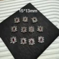 Vintage style copper alloy metal accessories with red stone cabochon for DIY jewelry making. - Garnet