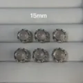 15mm rose quartz cabochon silver metal buttons or jewelry findings for vintage crafts. - Pink Crystal