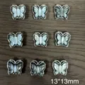 Silver metal butterfly charms with cat eye stone, 13x13mm DIY jewelry making craft supply. - Black Shell Butterfly