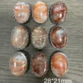 Vintage oval cabochon strawberry quartz gemstone with silver bezel setting 28x21mm - Large Phantom Quartz