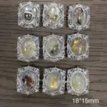 Vintage 18x15mm Oval Cabochon Hollow Alloy Settings DIY Rutilated Quartz Jewelry Findings Set Lot - Rutilated Quartz