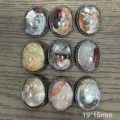 Vintage oval crystal cabochon gemstone diy jewelry making accessories 19x15mm set - Gunmetal Phantom Quartz