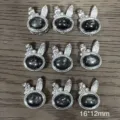 Silver rabbit pendant cabochon copper jewelry findings 16x12mm for diy crafting projects - Golden Sheen Obsidian Rabbit