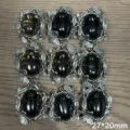 Vintage silver metal gemstone cabochon charms jewelry findings 27x20mm diy craft accessories - Smoky Quartz Magic Box