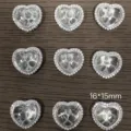 Heart-shaped crystal copper jewelry finding, rhinestone pave pendant component, 16x15mm - Rose Quartz