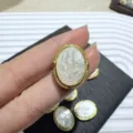 Natural Mother of Pearl Carved Flower Oval Pendant DIY Jewelry Accessories Beaded Edge - 21mm / Lily of the Valley