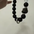 DIY Black Bead Bracelet with Silver Spacers and Carved Animal Head Charm Accessories - Running Ring (18mm)