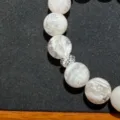 DIY crystal beaded bracelet variant featuring white textured stone and retro brushed metal spacer bead. - Spacer Bead (7.6mm)