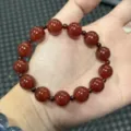 Bracciale di perle di gemme rosse naturali per donne, elegante gioiello da polso con cristalli. - Agata rossa