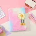 Carino quaderno soffice con girasole 3D, copertina in peluche tie-dye cancelleria estetica. - 21*15*3 / Tie-dye