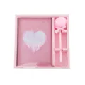 Pink glitter notebook and fluffy pom-pom pen gift set for cute students and girls. - Gift Box Set with Pen