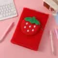 Süßes rotes Plüsch Erdbeer Notizbuch, kreatives flauschiges Tagebuch für Kinder und Schüler. - 14.5*21cm / Rote Erdbeere