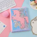 Cute glitter unicorn notebook with pom-pom pendant, A5 pink fluffy diary for kids and students. - Pink Unicorn Notebook