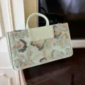 Hellgrüne Pailletten bestickte Abendtasche handgefertigte chinesische Stil Handtasche - Matcha-Grün