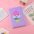 Purple plush notebook with cute sparkly ice cream embroidery for kids and students journaling. - 15*21 / Purple