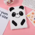 Cute plush panda notebook for kids, soft fluffy diary and memo pad for daily journaling and writing tasks. - Panda Style