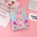 Cute sparkle pink rabbit glitter notebook for kids, shiny holographic journal diary book. - Rabbit Style 1