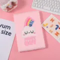Pink plush notebook with fluffy cloud rainbow sequin embroidery for girls diary and kawaii daily use. - Rainbow Cloud Style