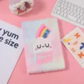 Fluffy pastel notebook with cute sequin cloud rainbow embroidery, soft plush cover for kids diary. - Rainbow Gradient