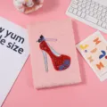 Pink fluffy notebook with sparkly high heel embroidery, cute fuzzy journal for daily writing. - Pink High Heels Style