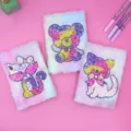 Fluffy cute sequin notebook set gradient tie-dye journal cute stationery for students diary - Gradient Sequin Embroidered Style
