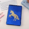 Reversible sequin unicorn notebook journal diary for students and office, cute shiny writing book. - Gold Unicorn