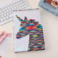 Portable DIY sequin notebook with colorful unicorn pattern for students and journal writing. - Rainbow Unicorn
