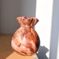 Exquisite retro brown lucky bag shape glass vase elegant home desktop ornament showcase. - Amber