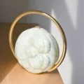 Exquisite camellia embossed acrylic spherical handbag with a luxurious gilded circular handle. - Light Green
