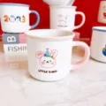 Cute cartoon rabbit ceramic mug with colorful handle for kids breakfast milk cup gift. - 350ml / Little Rabbit Birthday Hat