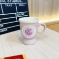 Retro high foot ceramic mug with elegant floral lace pattern for coffee and tea daily use. - 320ml / Gentle Purple Gladiolus