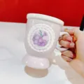 Retro high foot ceramic mug with floral lace design, elegant coffee cup for gifts. - 350ml / Elegant Purple Gladiolus