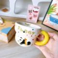 Cute ceramic cartoon panda duck mug detail, bright yellow handle, daily coffee milk cup. - 300ml / Green Panda