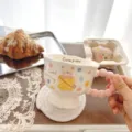 Cute ceramic coffee mug with sweet bear print and pink ball handle for daily use. - 400ml / Polka Dot Bear Backpack
