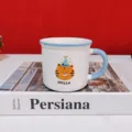 Cute cartoon tiger ceramic mug with blue rim and handle, perfect for birthday gifts. - Light Blue Birthday Hat
