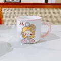 Cute ceramic coffee mug with pink handle and cartoon girl design for daily morning drinks. - 320ml / Pink Girl