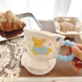Cute ceramic high-stem mug with cartoon dog pattern ins style coffee milk water cup - 400ml / Running Polka Dot Puppy