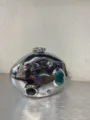 Metallic silver irregular avant-garde crossbody bag with stone inlay for women evening. - Acrylic Silver