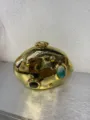 Gold metallic irregular clutch bag fashion luxury evening bag with gemstone inlay stylish new - Gold Acrylic Longevity