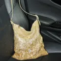 Glitter Rhinestone Underarm Shoulder Bag Sparkly Crystal Hobo Bag for Women Daily Party - Light gold