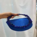 Blaue Glitzer Abendtasche Handtasche mit Kristallstein Ringgriff elegante Party Tasche - Seide Dunkelblau
