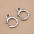 Stainless steel round spring ring keychain DIY metal accessory detail view and connector - Small C-Shape With Tail (PP4314) / 18X26mm