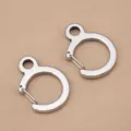 Stainless steel C-shaped keychain clasps DIY hardware metal snap hook spring rings. - Large C-Shape With Tail (PP4314) / 23x33mm