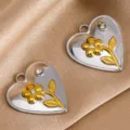 Roestvrij staal hart bloem hanger DIY sieraden accessoires close-up sprankelende strass steentjes. - Enkele Bloem Hart / 18.6x20mm